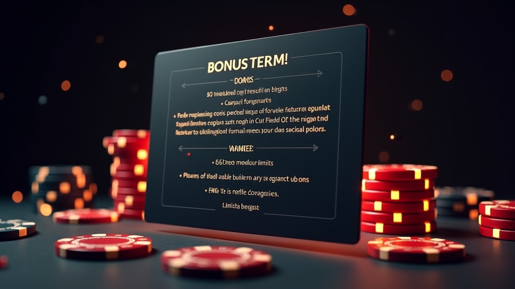 Casino bonus terms screen with wagering and cashout icons