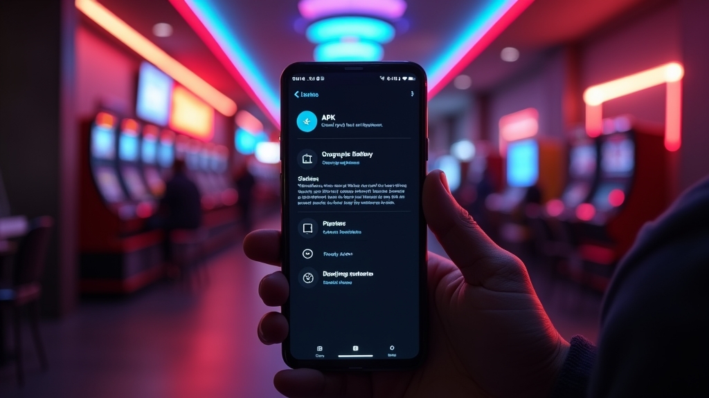 Android phone showing a compatibility error and device settings in a casino setting