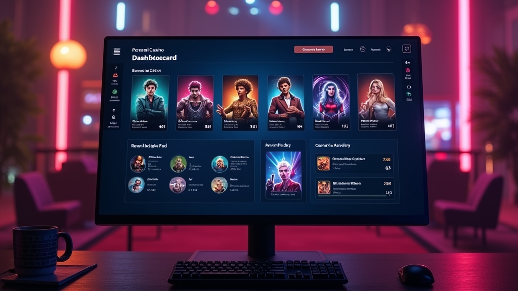 Casino personal dashboard with balance and profile panels