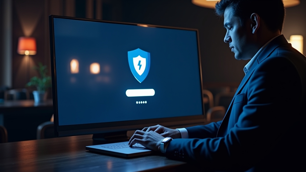 Secure casino login screen with shield icon and laptop